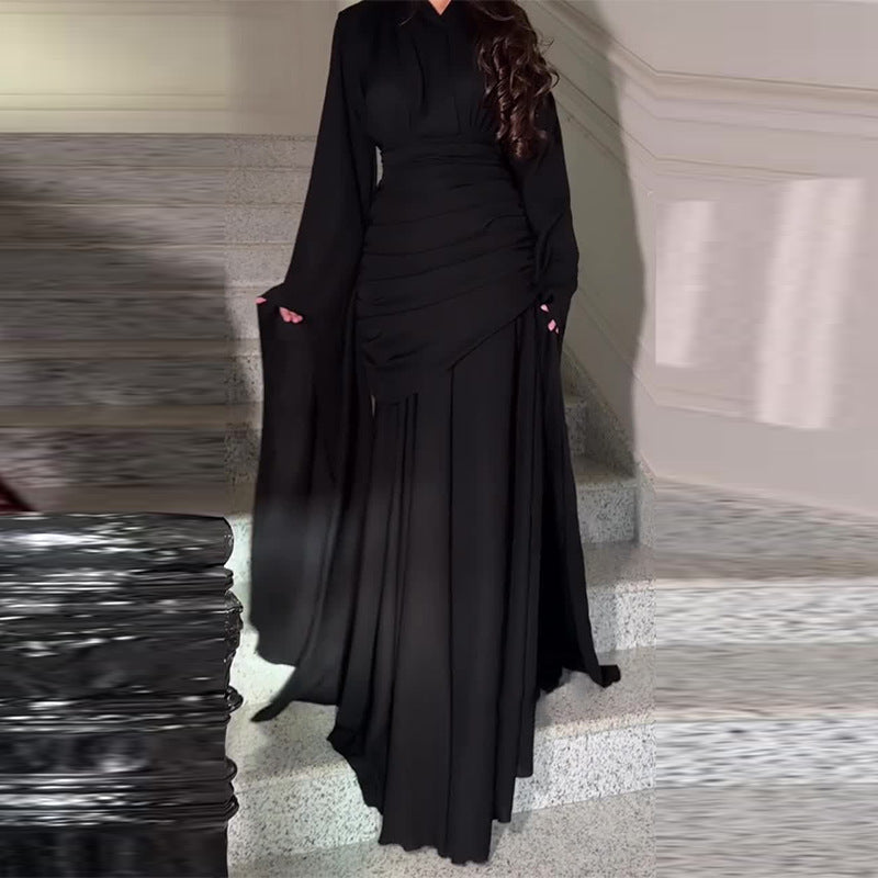 Womens Fashion Asymmetrical Long-Sleeve Bodycon Dress