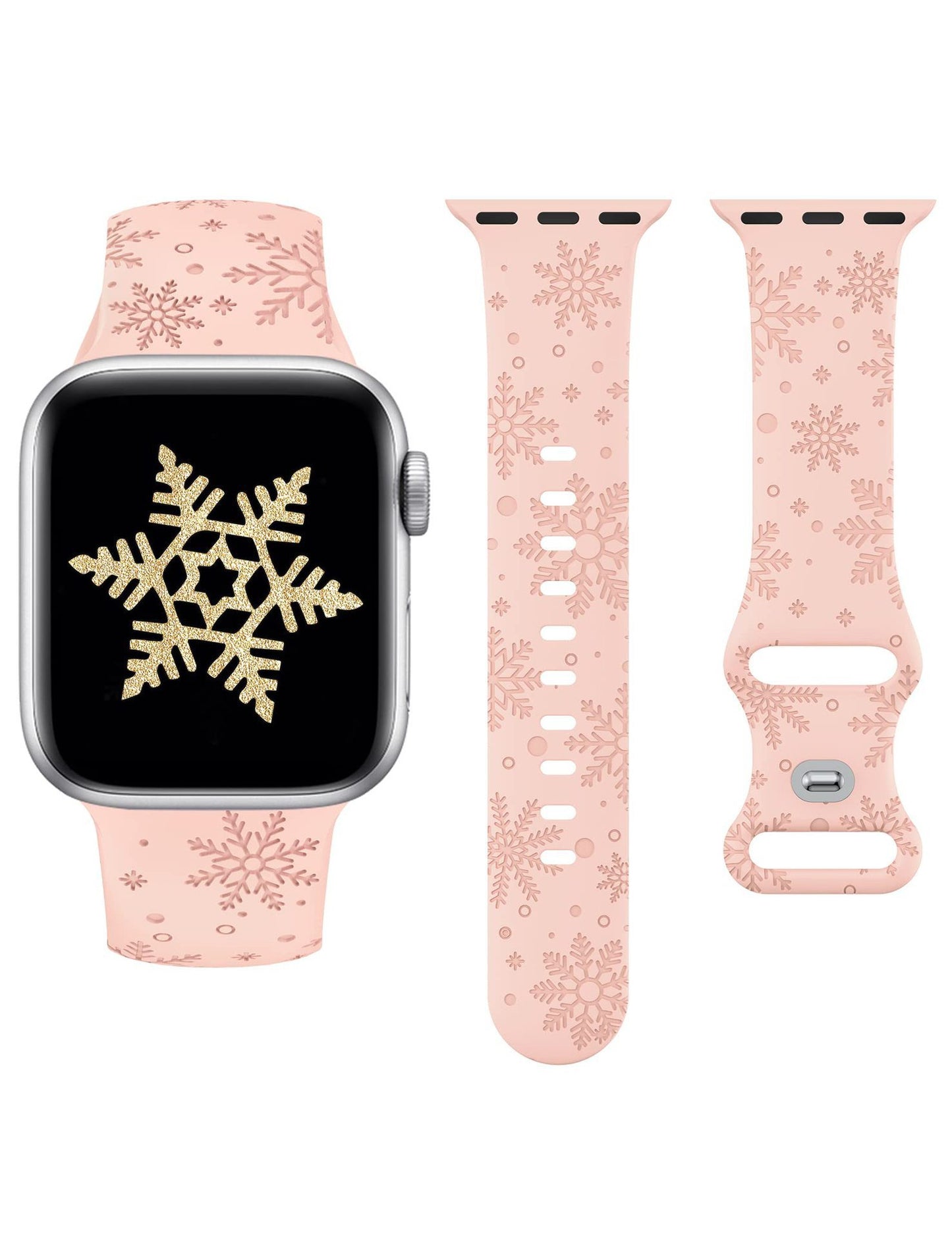Versatile Christmas Snowflake Laser-engraved Textured Silicone Watch Strap