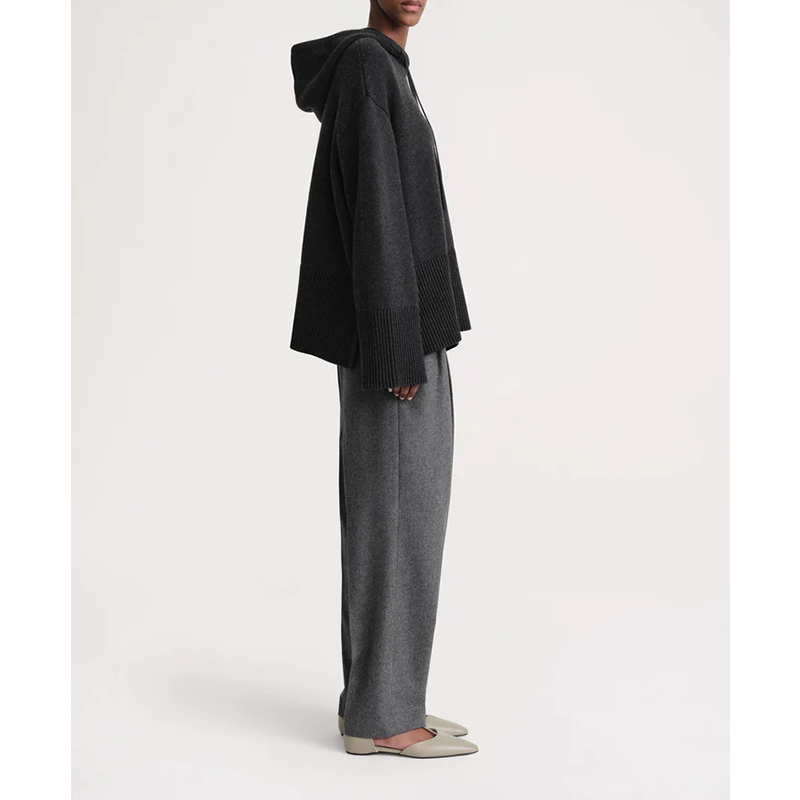 Hooded Knit Sweater For Women  Loose-fitting Laid-back Style