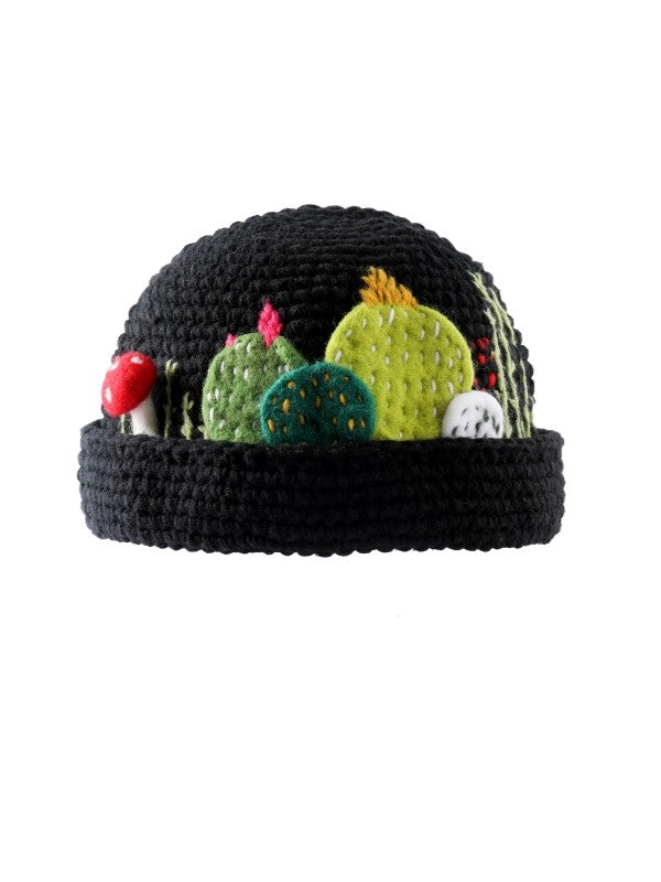 Hand-knitted Beanie With A Succulent Plant Design