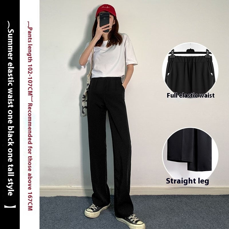 Black Suit Pants Women's Thin Drooping Straight Casual Pants