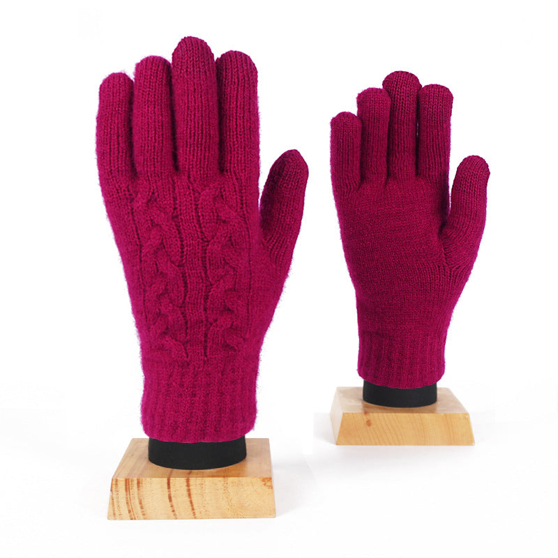 Winter Women's Double Layer Warm Touch Screen Knitted Gloves