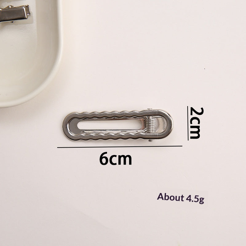 Simple Metal Silver Hair Clip Side-style