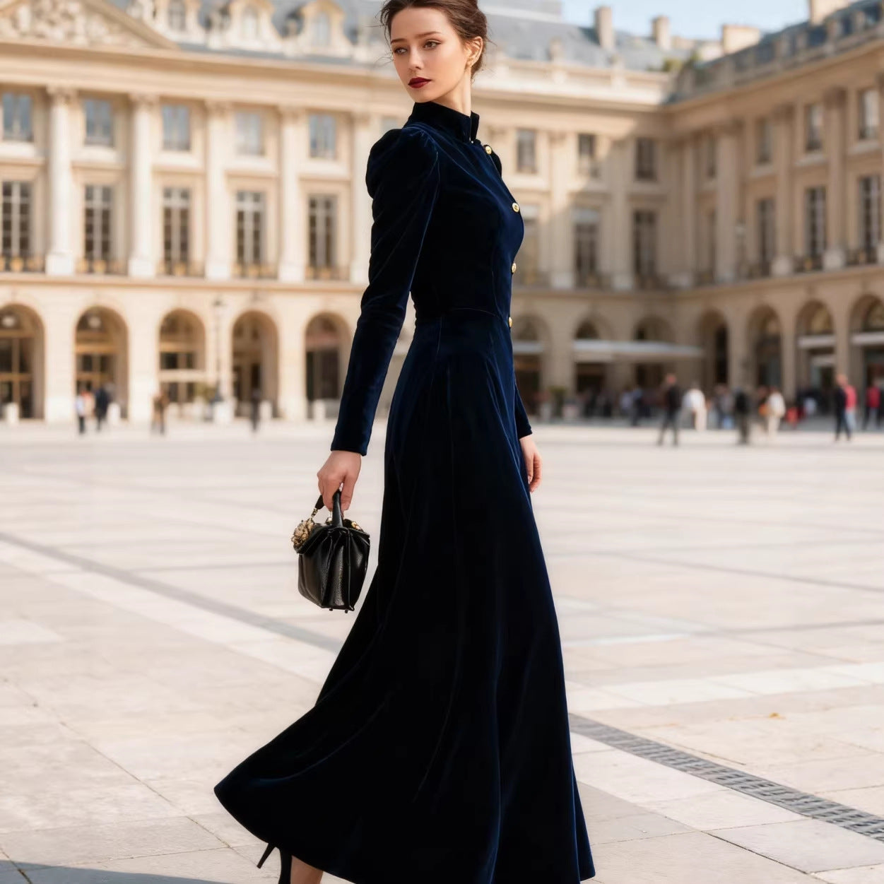 New Elegant Solid-color Velvet Dress For Women