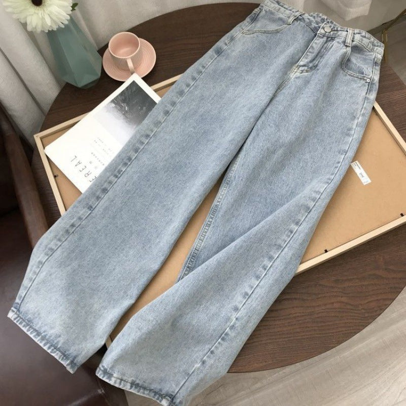 Straight Jeans For Female High Waist Students Korean Version