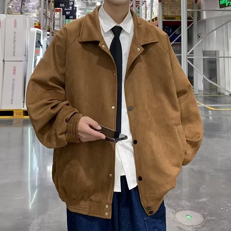 Suede Baseball Jacket Men's FallWinter Top