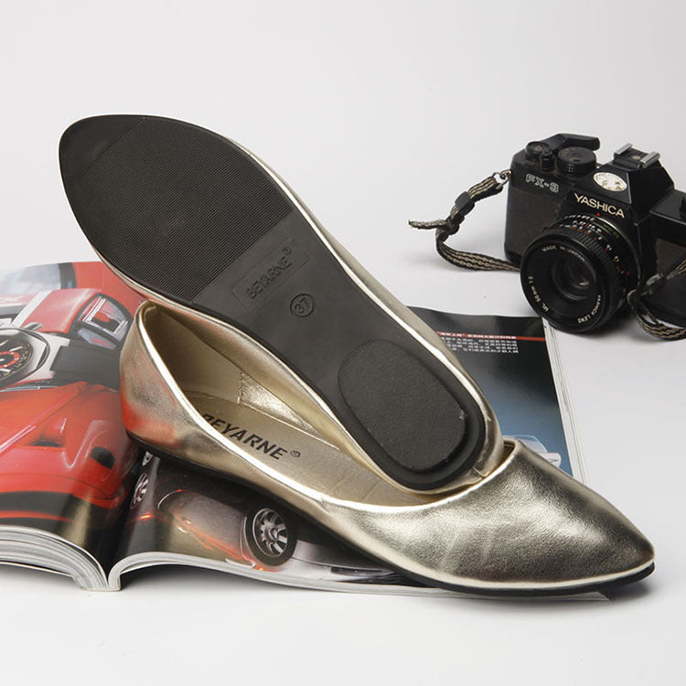Shiny Soft Leather And Soft Sole Women's Flat Shoes