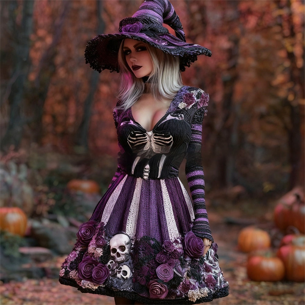 V-neck Long Sleeved Dress For Sexy And Spicy Girls