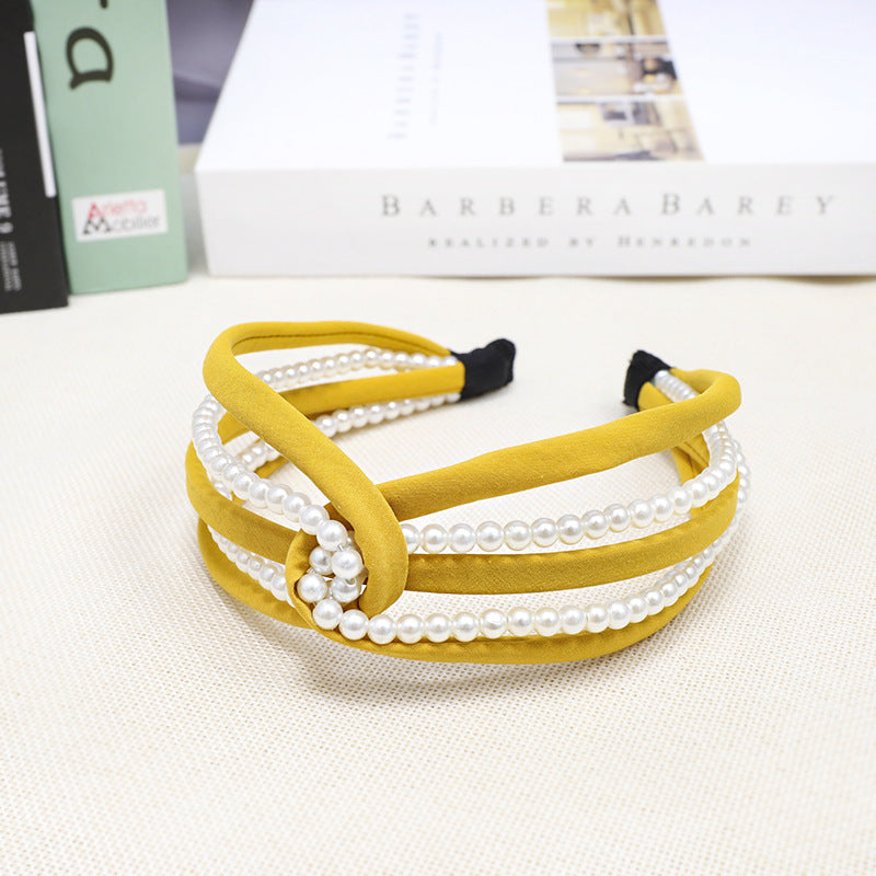 Net Celebrity Popular Hair Band Wave Dot Solid Color Cloth