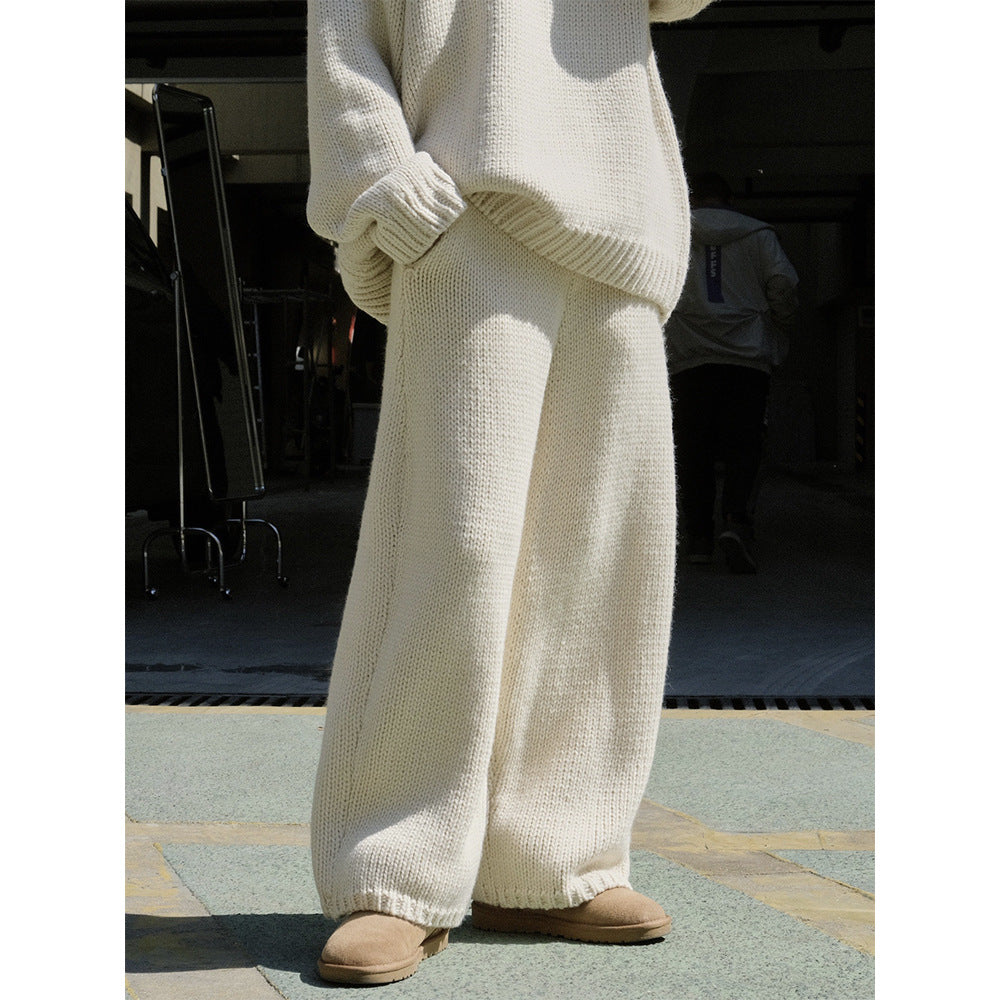 Yarn Thick Knitted Casual Pants Loose Wool Trousers