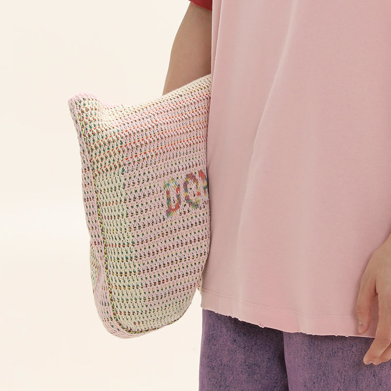 Cutout Lettering Bulk Knit Tote Bag