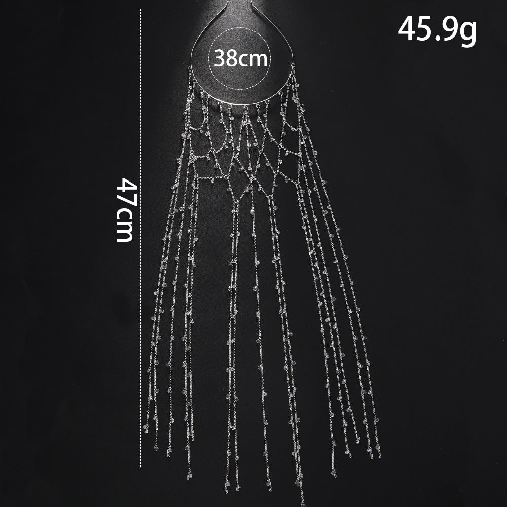 Mesh Tassel High Sense Rhinestone Headband