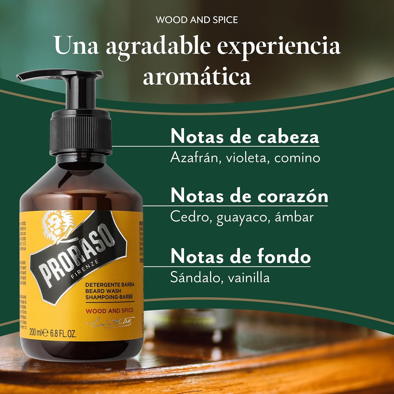 Proraso Champú Barba Wood & Spice, 200 Ml, Champú Hidratante Profesional Para El Cuidado Barba Hombre Que Elimina Las Impurezas Y Limpia Eficazmente