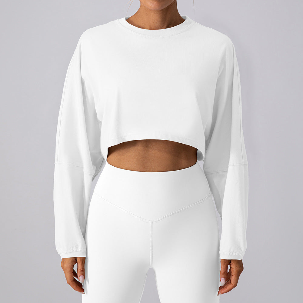 Rundhalset Sweater T-shirt Kort Sports Yoga Løbe Langærmet Top