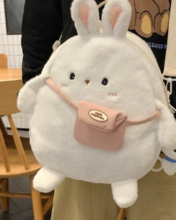 Female Large Capacity Cute Plush Rabbit Backpack
