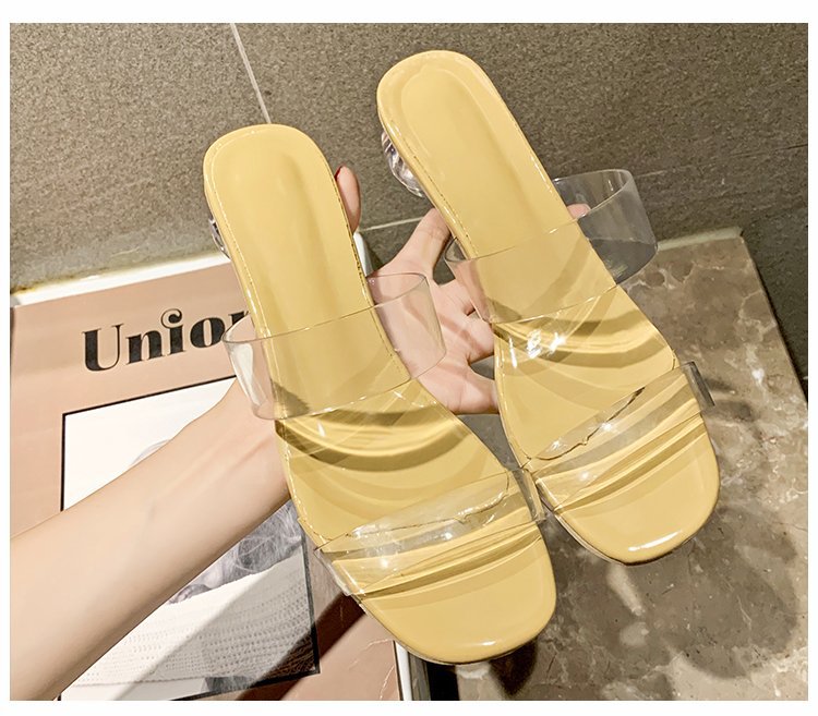 One-strap Transparent Strap Outer Wear Mid Heel Sandals