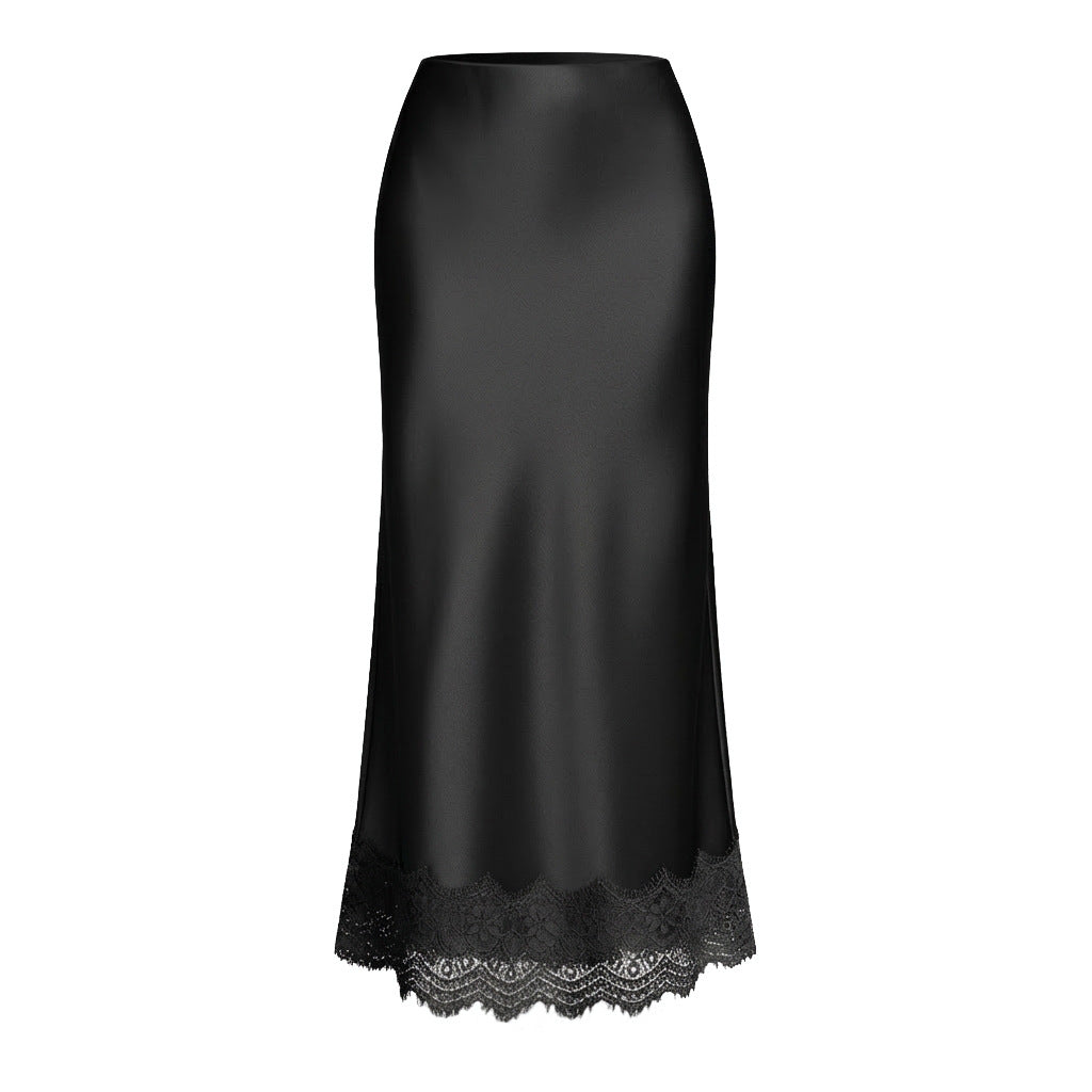 High-waisted Elastic Waist Elegant Sheath Maxi Skirt