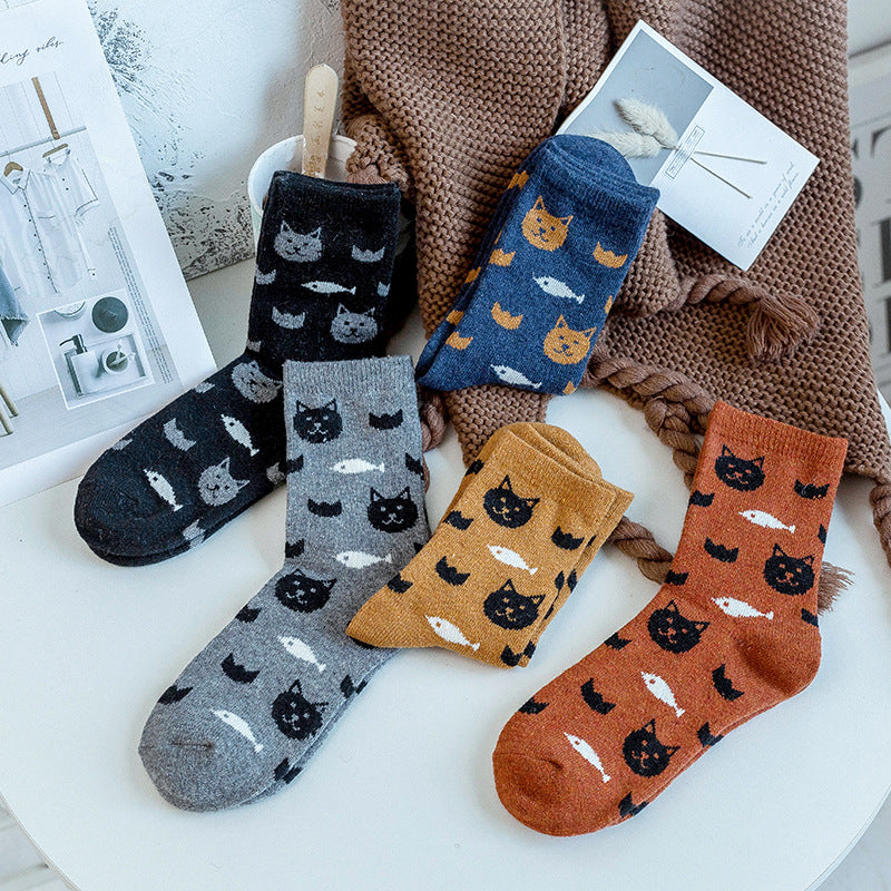 Womens Warm Retro Rabbit Wool Socks