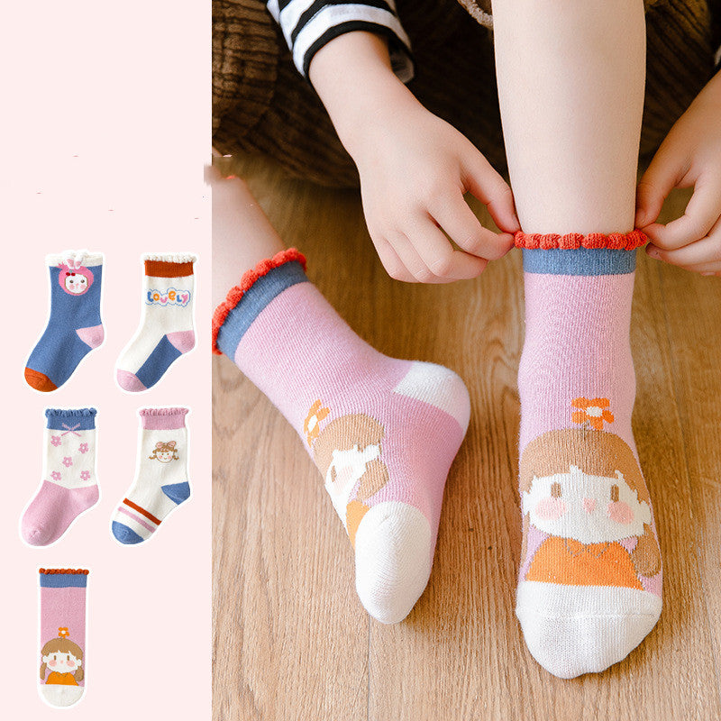 Children's Bright Color Trendy Middle Tube Casual Student Socks