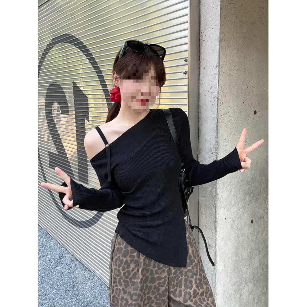 Elegant Slim Fit Slimming Slit Irregular Long Sleeve