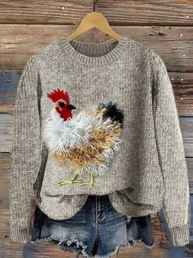 Women's Fashion Round Neck Long Sleeve Sweater