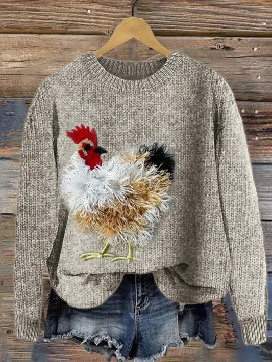 Women's Fashion Round Neck Long Sleeve Sweater