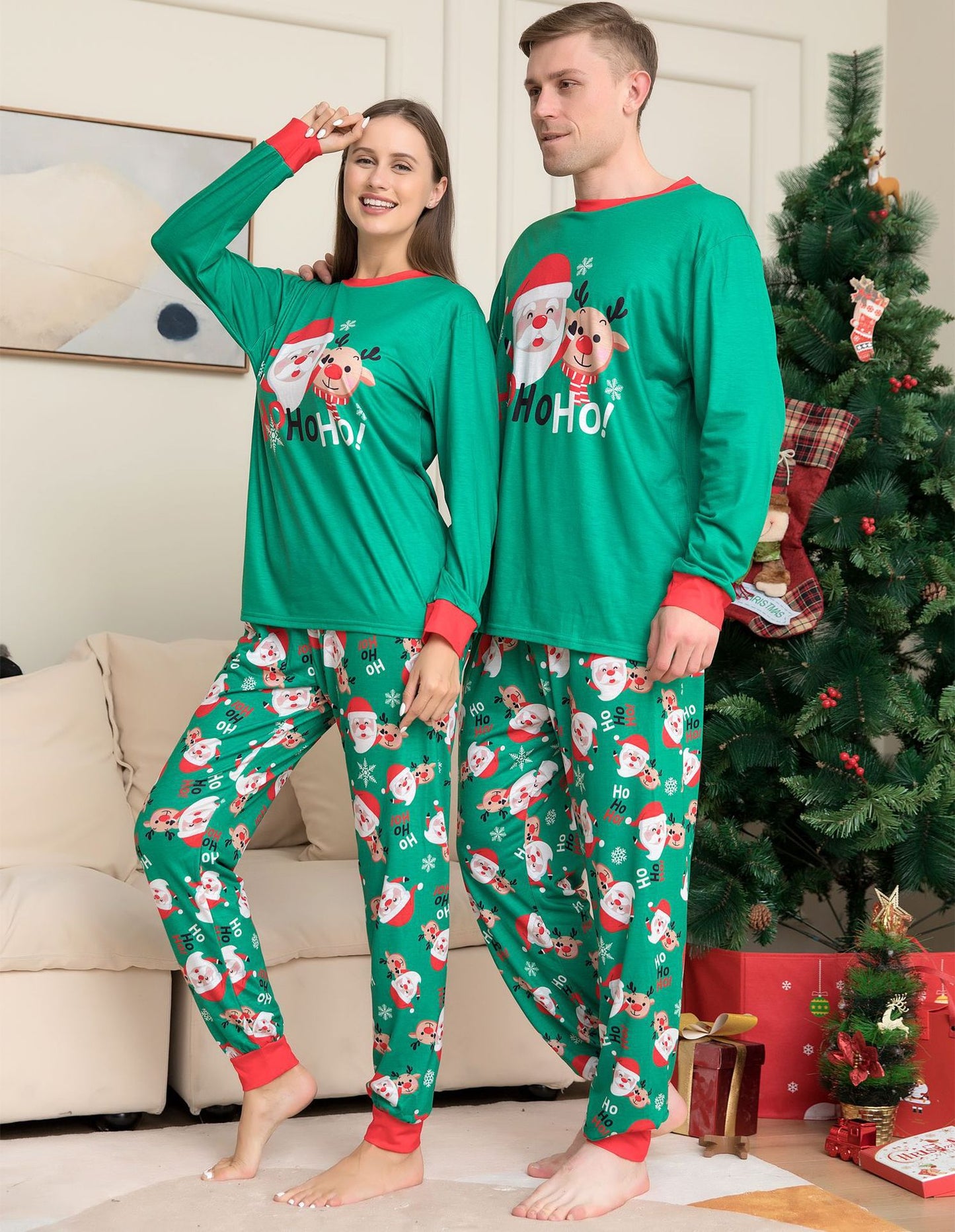 Christmas Homewear Santa Print Parent-Child Suit