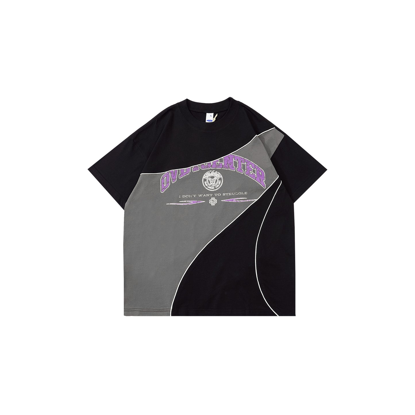 High Street Niche Retro Color Matching Tema Design Drop Shoulder Kortærmet