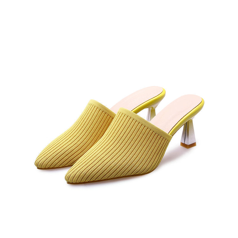 Women's Fashion Knitted High Chunky Heel Sandals
