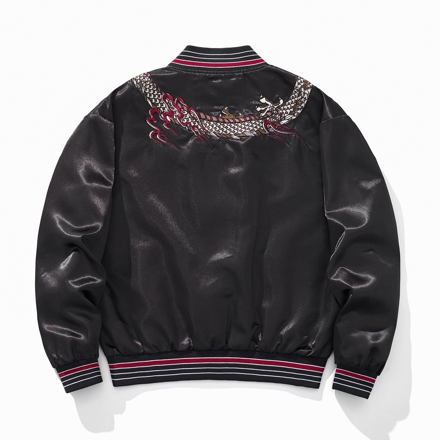 Heavy Duty Embroidered Casual Dragon Pattern Baseball Jacket