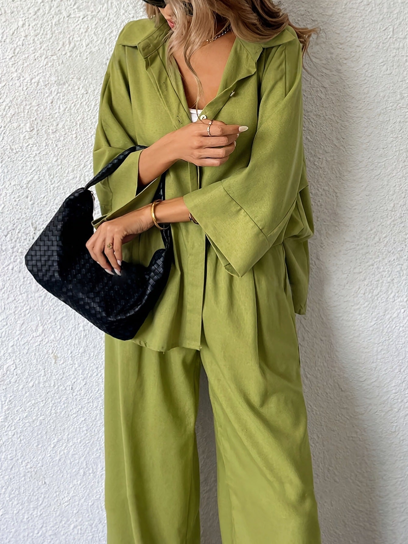 Womens Plus-Size Loose Top And Pants Two-Piece Set