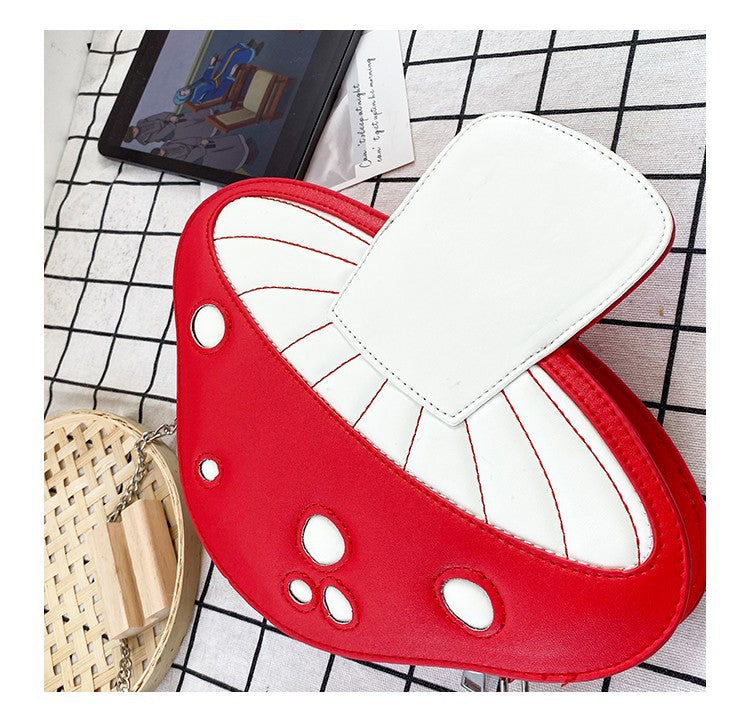 Cute Mushroom Bag Personality Cartoon Bag Chain Contrast Color Stitching Shoulder Bag