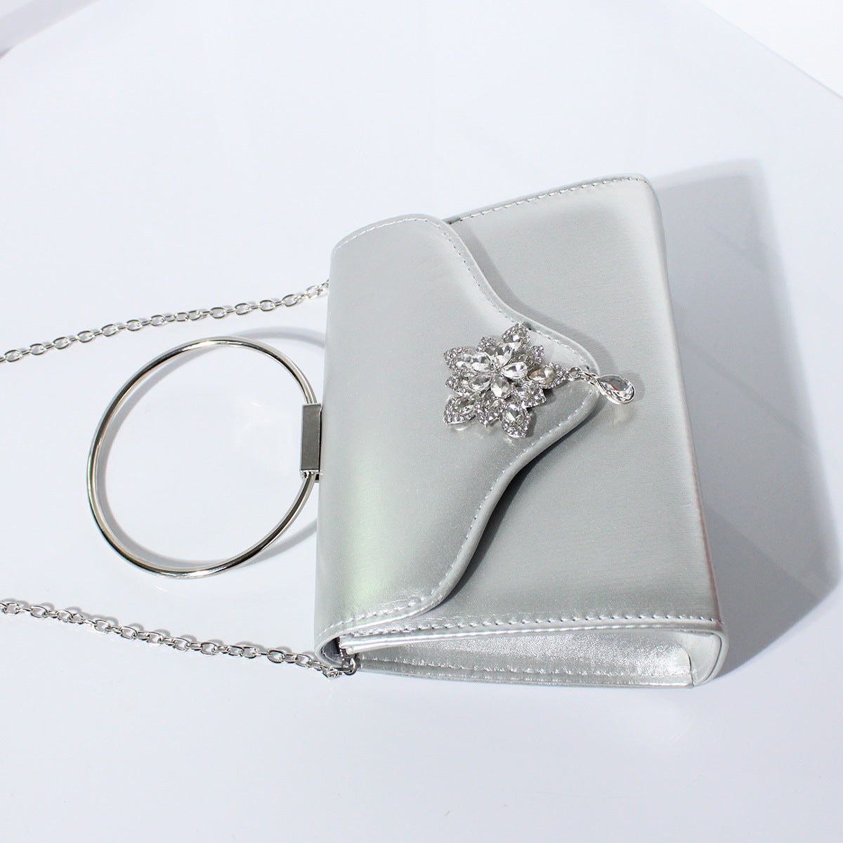 Fashion Rhinestone Small Flower Dinner Bag Handbag
