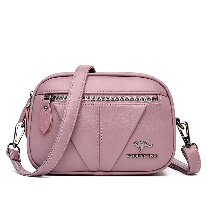 Blødt okselæder Fashion All-match Skulder Crossbody Lille Rund Taske
