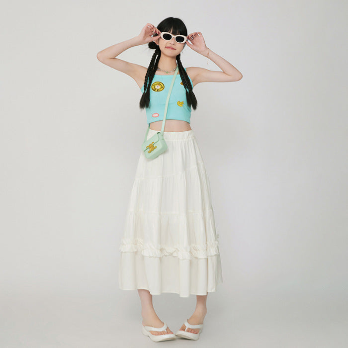 Vintage Cake A- Line Skirt Draping Casual Long Skirt