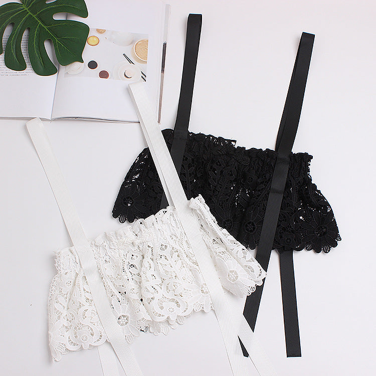 Breathable Printed Lace Wide Mesh Gauze Girdle Women's Suspender-style T-shirt Skirt Dress Belt