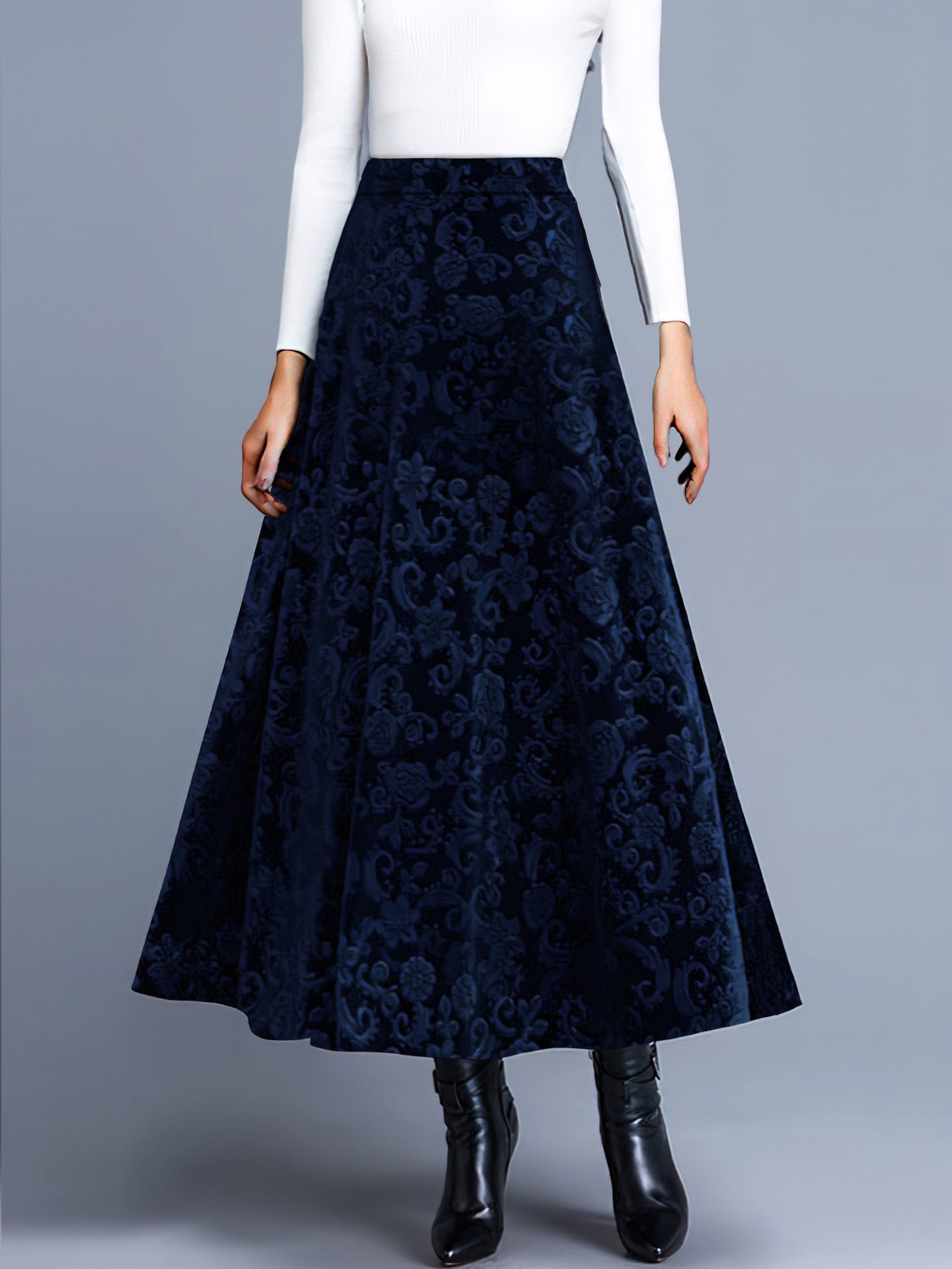 Spring And Autumn New Sexy European And American Simple Velvet Print Skirt Women