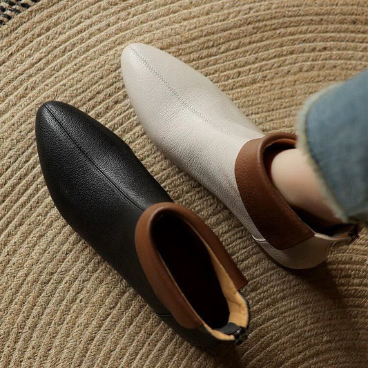 Women's Versatile Single-layer Cotton-lined French-style Martin Boots