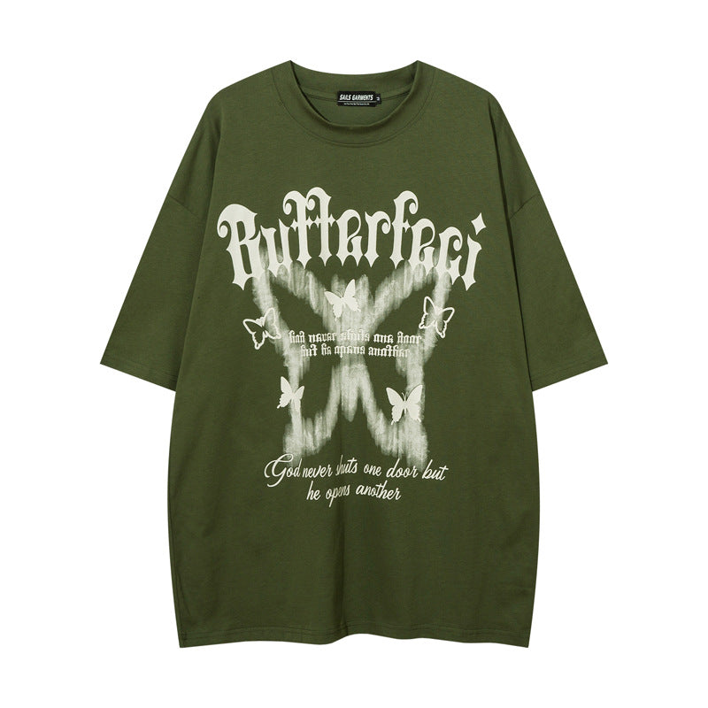 American High Street Butterfly Printed T-shirt For Men And Women
