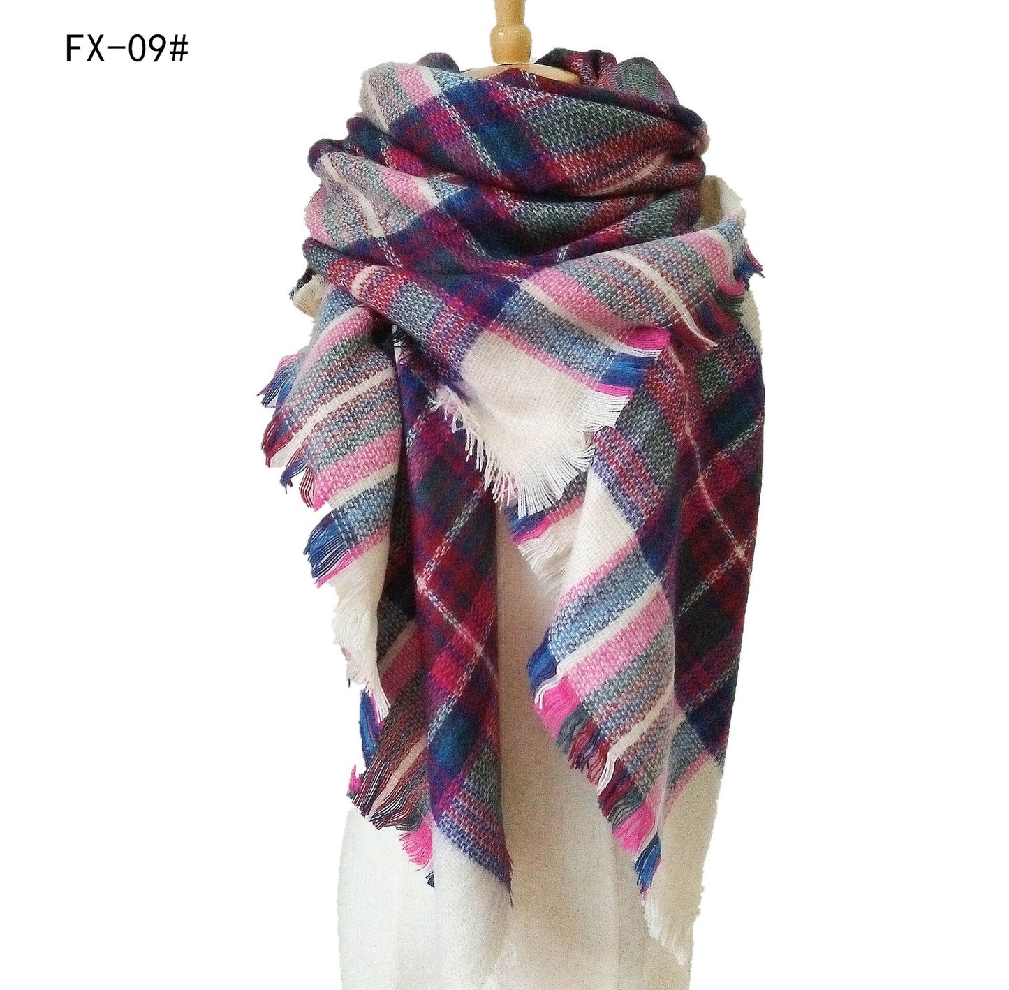 Cashmere-like Double-sided Colorful Plaid Scarf