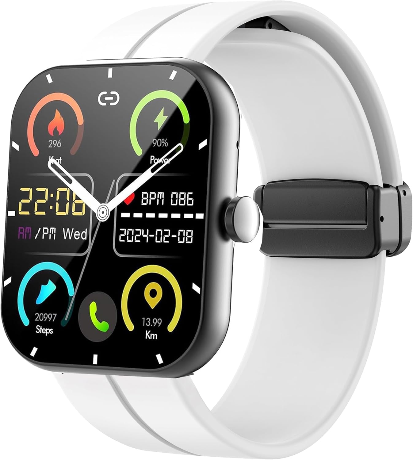 Compatible Wit Zakotu Smart Watch Band, 22Mm Soft Silicone Magnetic Buckle Sport Wristband Replacement Straps Compatible for Zakotu Y66 1.96 Inches Smart Watch (22Mm Size Band, Blue)