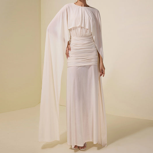 Womens Fashionable All-Match Patchwork Shawl-Waisted Dress