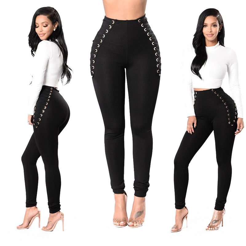 Women's Small Cross Strap Leggings Large Size Stitching