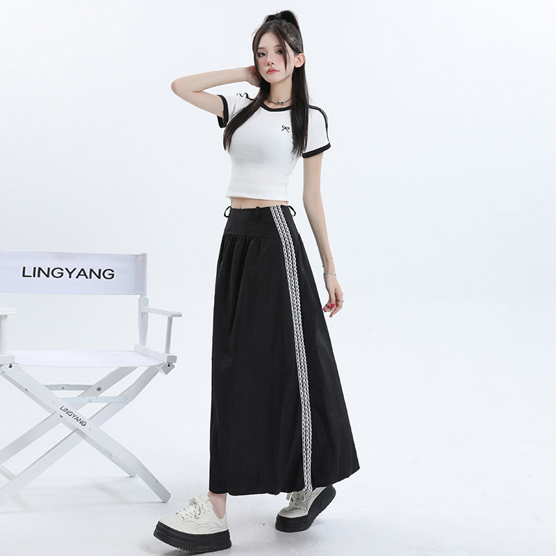 Lace Striped Quick-dry Casual Skirt