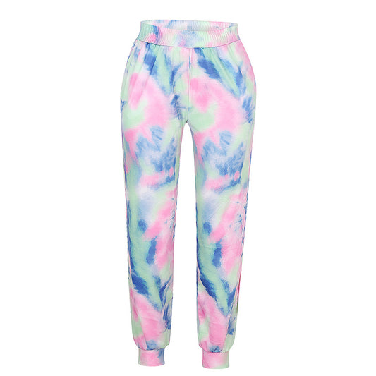 Women's Split Printed Tie-dye Casual Pants