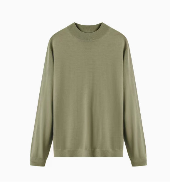 Wool British Commute Slim-fit Pullover Bottoming Shirt