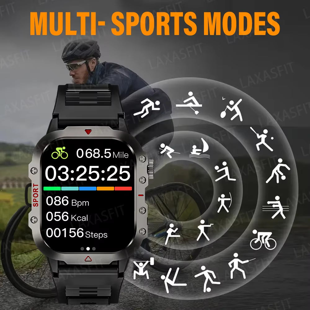 New Smart Watch LED Flashlight 2.01” HD Screen Bluetooth Talking Smart Watch Multi Sports Health Monitoring Smart Watch