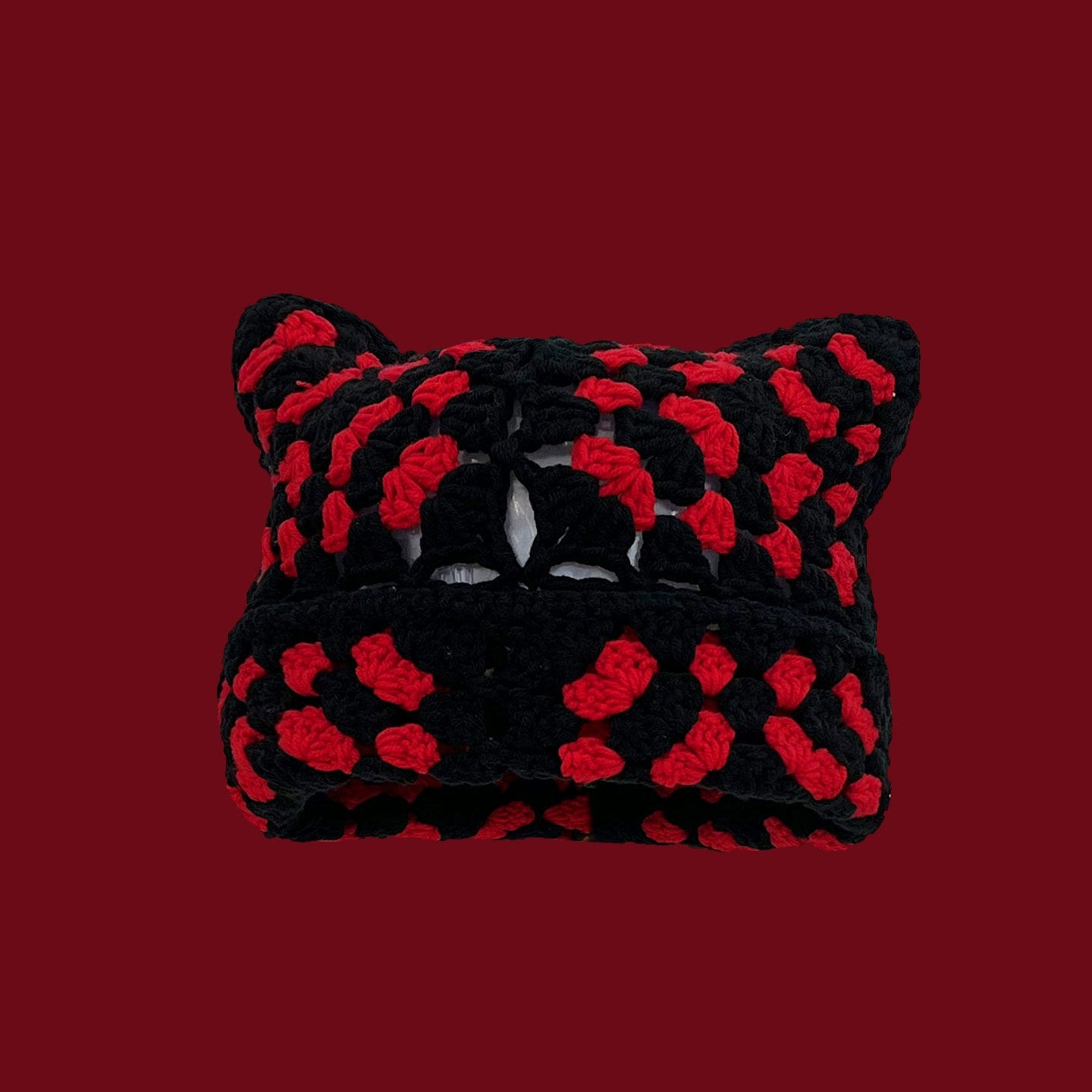 New Cat Ear Mosaic Knitted Hat Children