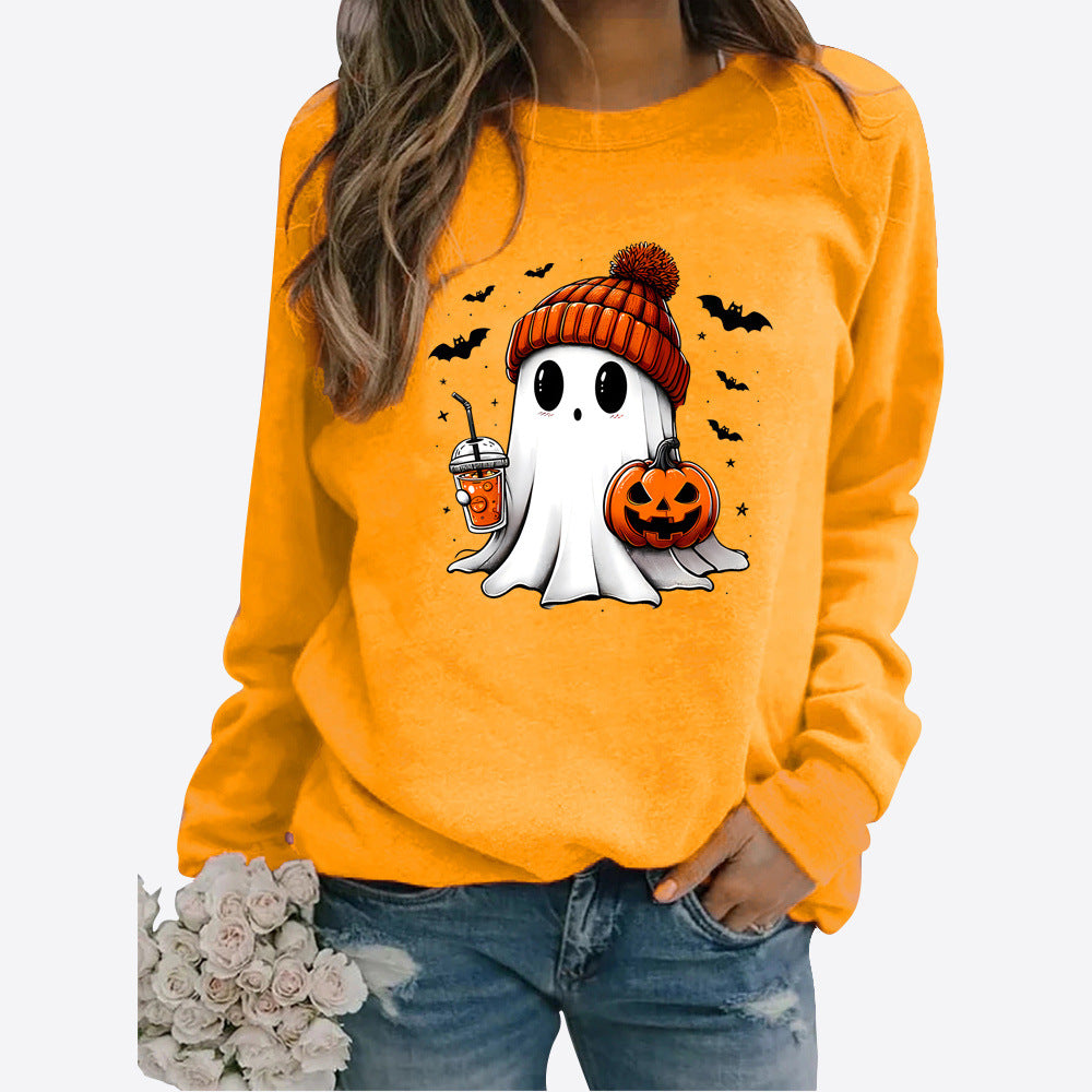 Halloween Rundhals Print Langærmet Sweater