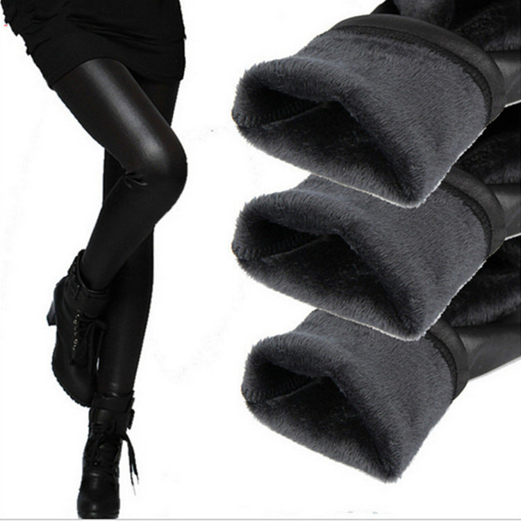 Women's Faux Leather Fleece Thickening Leggings